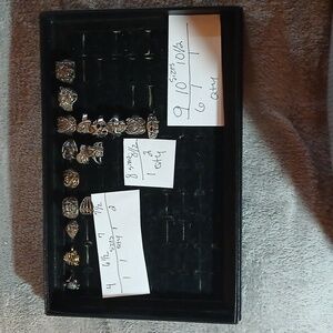 17 Men's Silver and Gold Ring Set